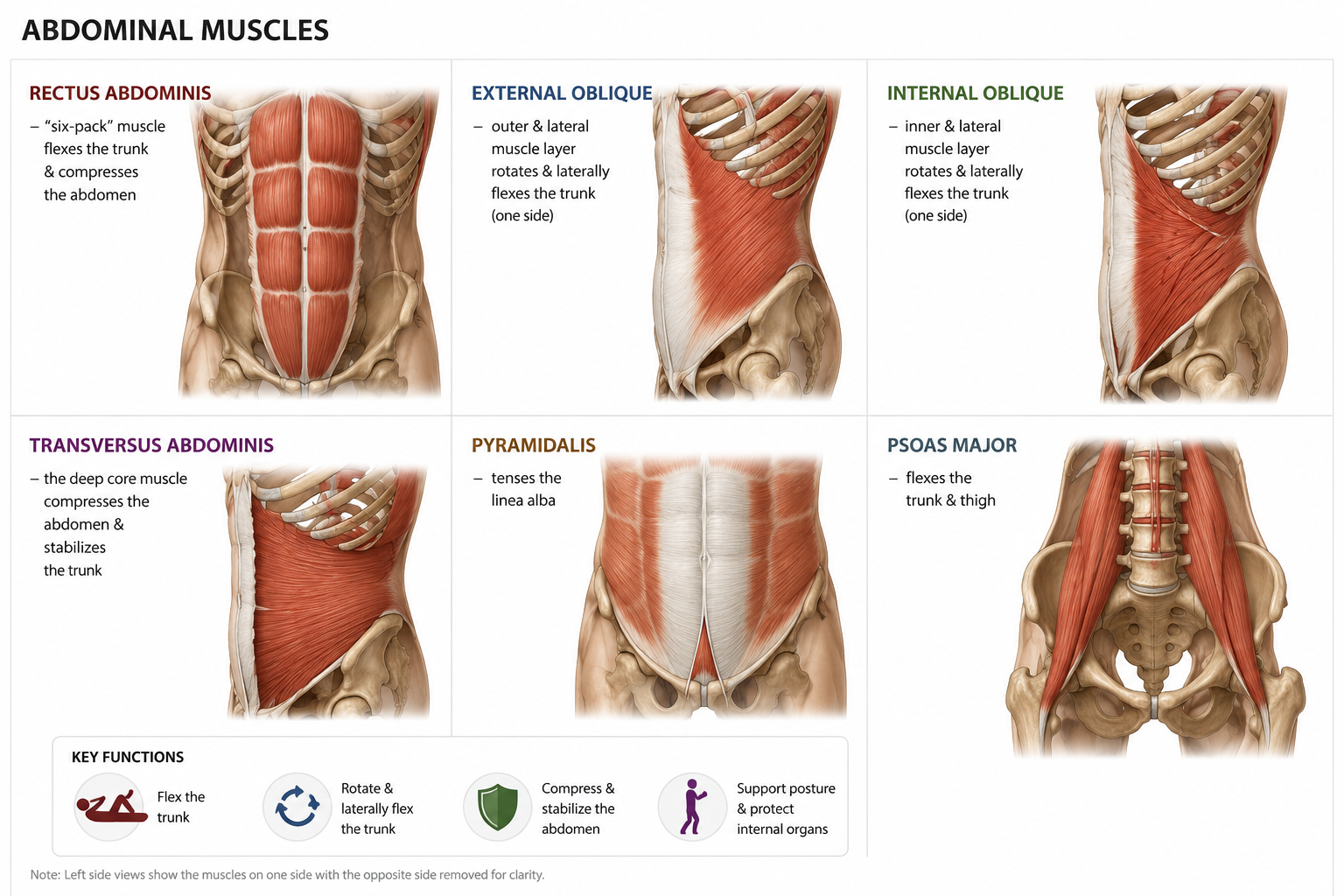 Abdominal muscles anatomy diagram