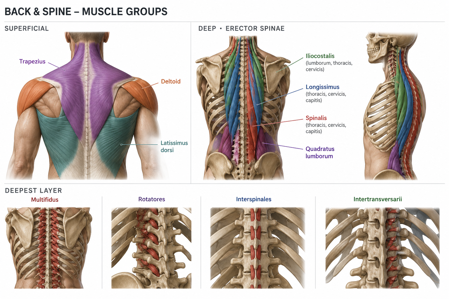 Back and spine muscle anatomy diagram