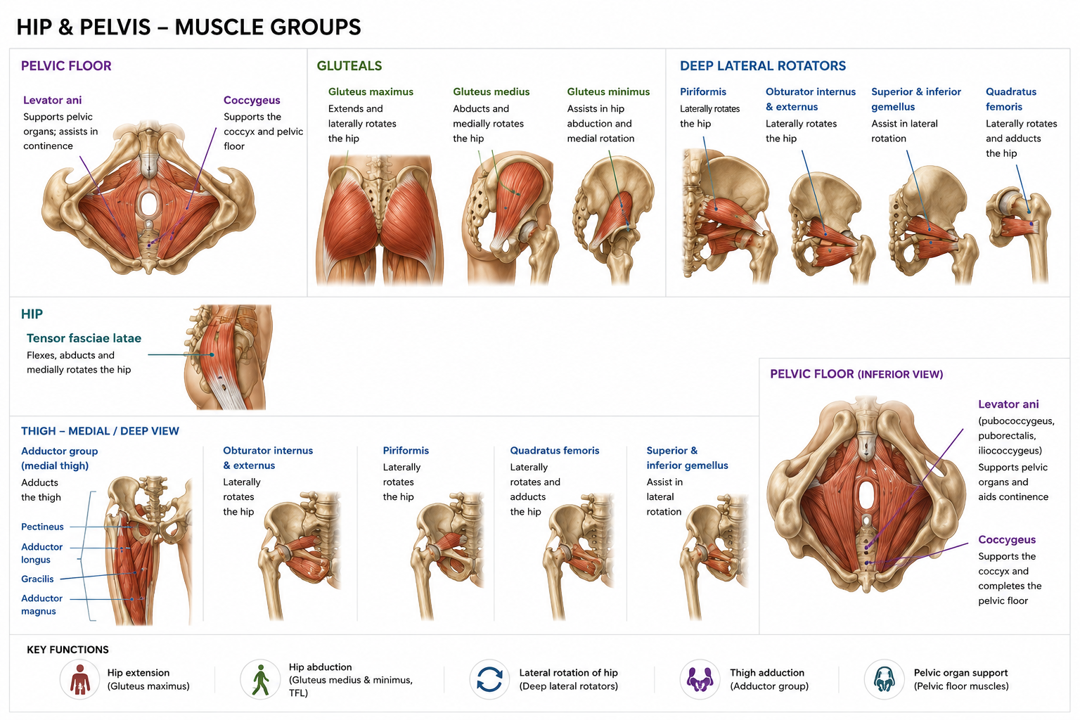 Hip and pelvis muscle anatomy diagram